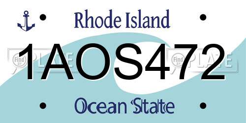 1AOS472 Rhode Island License Plate