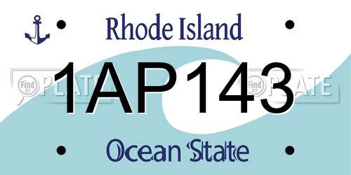 1AP143 Rhode Island License Plate