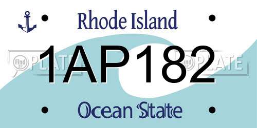 1AP182 Rhode Island License Plate