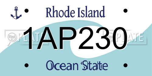 1AP230 Rhode Island License Plate