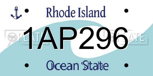 1AP296 Rhode Island License Plate