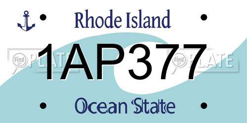 1AP377 Rhode Island License Plate