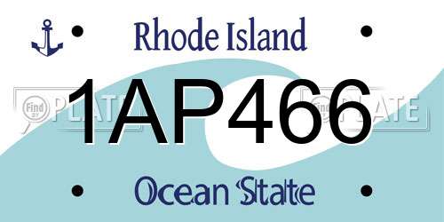 1AP466 Rhode Island License Plate