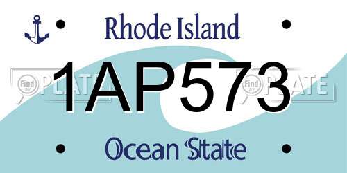 1AP573 Rhode Island License Plate