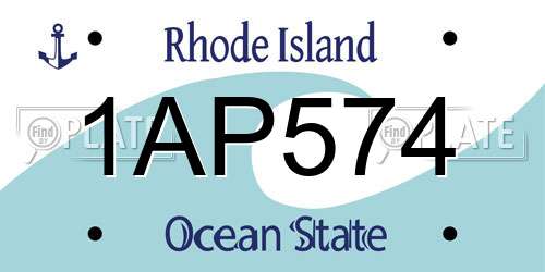 1AP574 Rhode Island License Plate