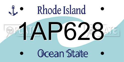 1AP628 Rhode Island License Plate