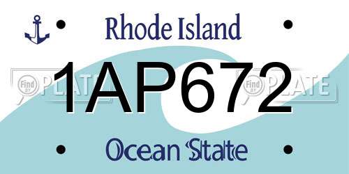 1AP672 Rhode Island License Plate
