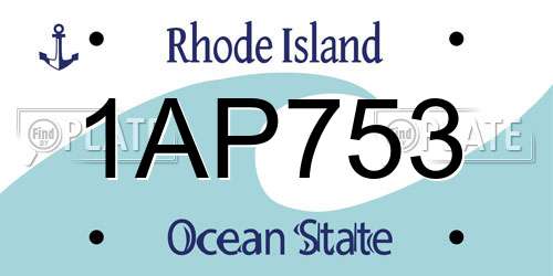 1AP753 Rhode Island License Plate