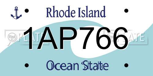 1AP766 Rhode Island License Plate