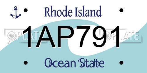 1AP791 Rhode Island License Plate