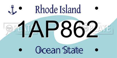 1AP862 Rhode Island License Plate