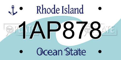 1AP878 Rhode Island License Plate
