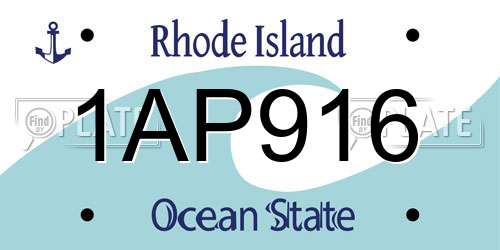 1AP916 Rhode Island License Plate