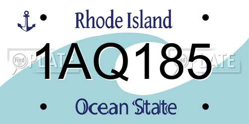 1AQ185 Rhode Island License Plate