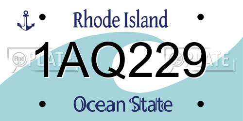 1AQ229 Rhode Island License Plate