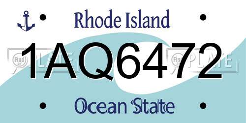 1AQ6472 Rhode Island License Plate