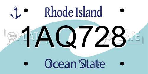 1AQ728 Rhode Island License Plate