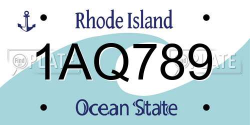 1AQ789 Rhode Island License Plate