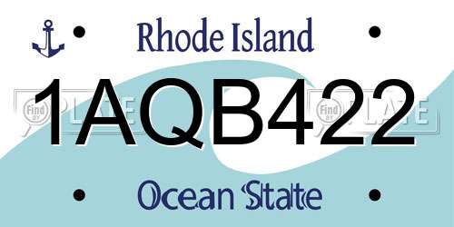1AQB422 Rhode Island License Plate