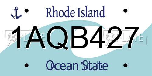 1AQB427 Rhode Island License Plate