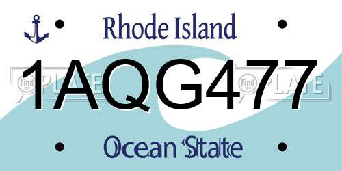1AQG477 Rhode Island License Plate