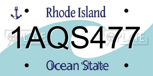 1AQS477 Rhode Island License Plate