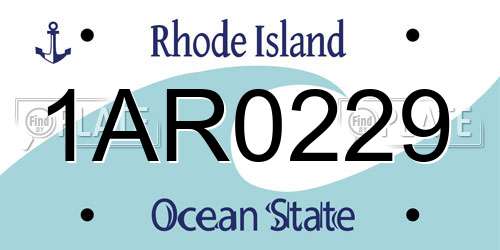 1AR0229 Rhode Island License Plate