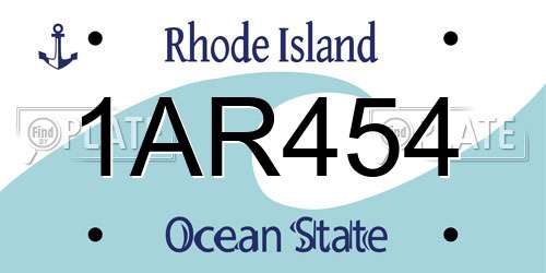 1AR454 Rhode Island License Plate