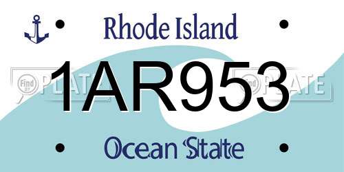 1AR953 Rhode Island License Plate