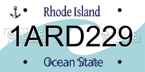 1ARD229 Rhode Island License Plate