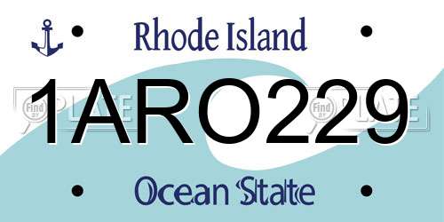 1ARO229 Rhode Island License Plate