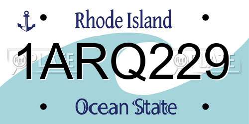 1ARQ229 Rhode Island License Plate