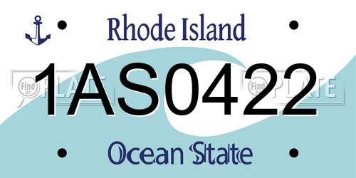 1AS0422 Rhode Island License Plate