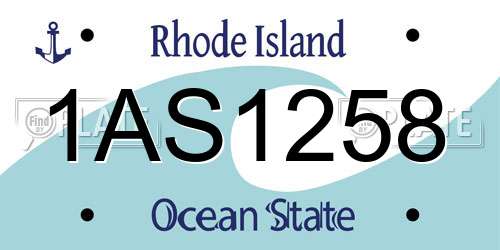 1AS1258 Rhode Island License Plate