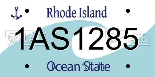 1AS1285 Rhode Island License Plate