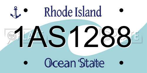 1AS1288 Rhode Island License Plate