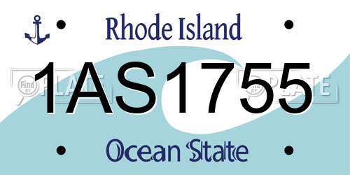 1AS1755 Rhode Island License Plate