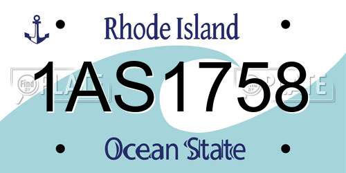 1AS1758 Rhode Island License Plate