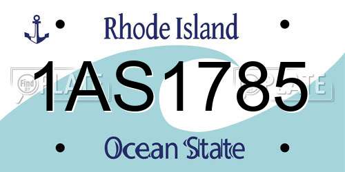 1AS1785 Rhode Island License Plate