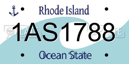 1AS1788 Rhode Island License Plate