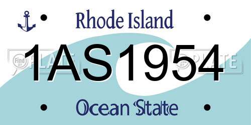 1AS1954 Rhode Island License Plate