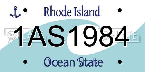 1AS1984 Rhode Island License Plate