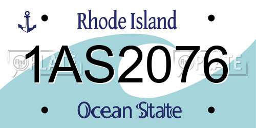 1AS2076 Rhode Island License Plate