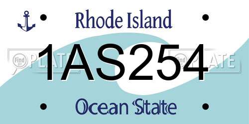1AS254 Rhode Island License Plate