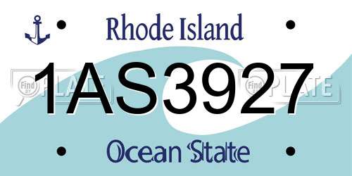 1AS3927 Rhode Island License Plate
