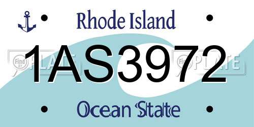 1AS3972 Rhode Island License Plate