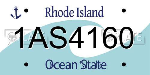 1AS4160 Rhode Island License Plate