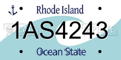 1AS4243 Rhode Island License Plate
