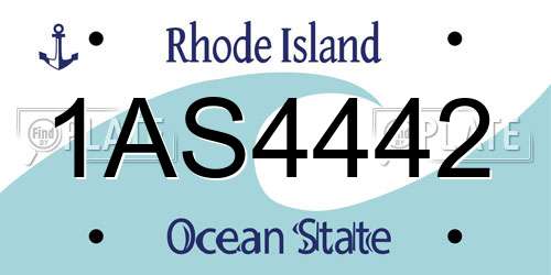1AS4442 Rhode Island License Plate