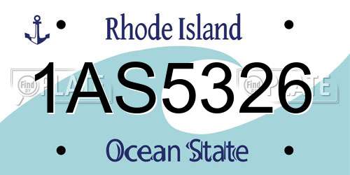 1AS5326 Rhode Island License Plate